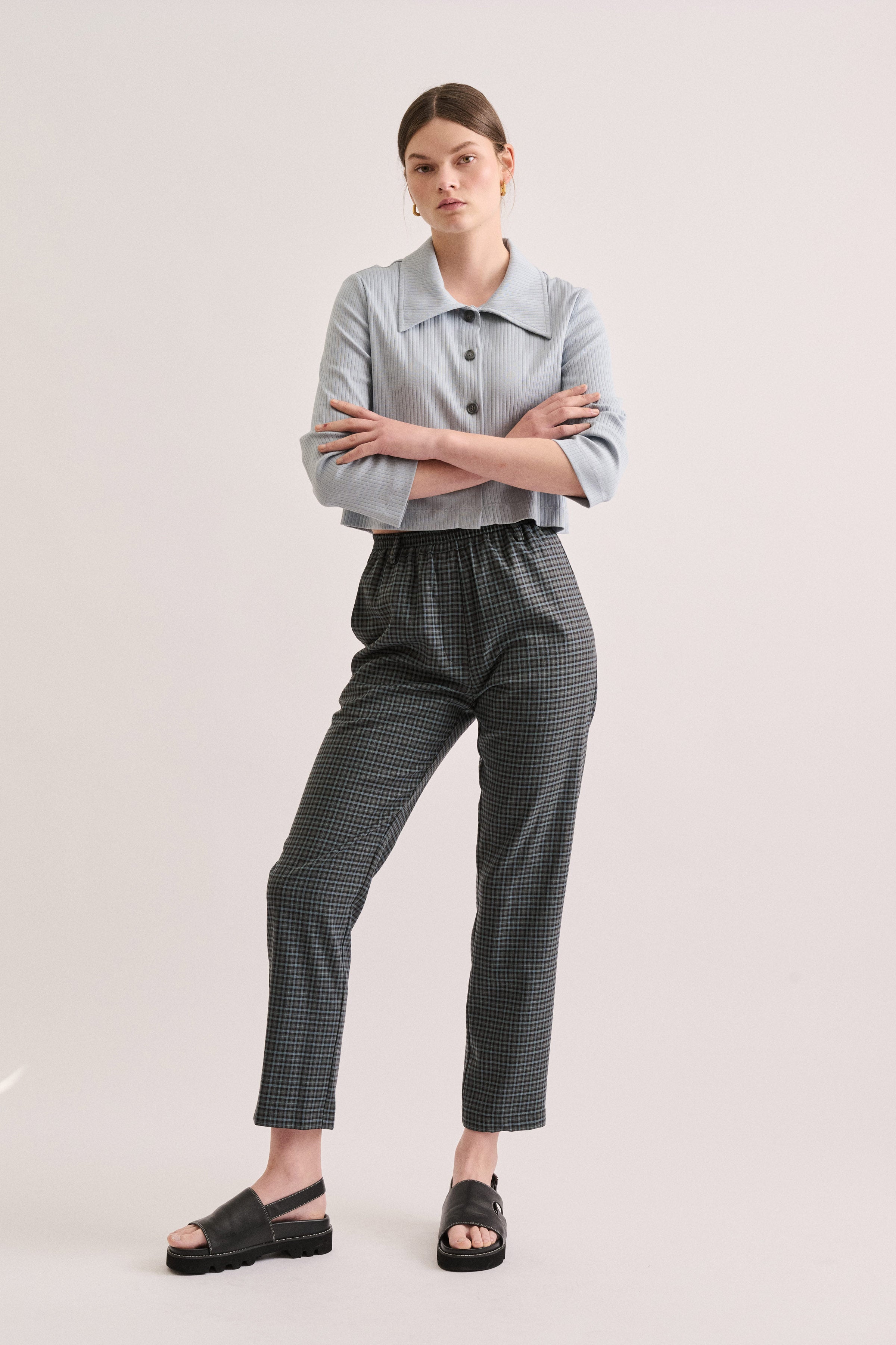 新品同様FOXEY NEW YORK Pants【Beatrix】38 Beatrix Pant - Storm Mini Check – Kuwaii