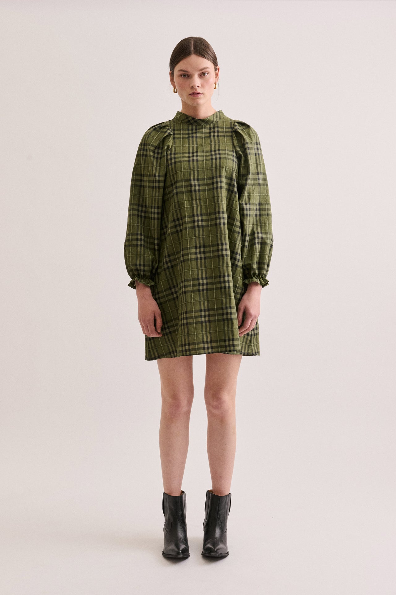 olive green plaid dress Avalan Mini pastel